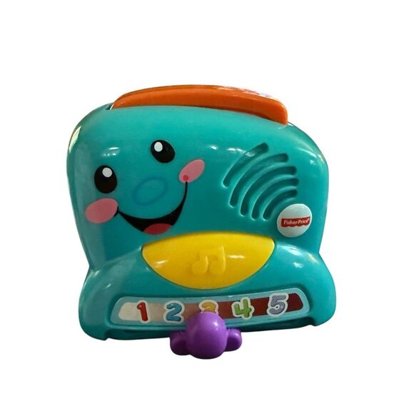 Vintage Fisher-Price Smiling Toaster Toy - Blue and Yellow - Picture 2 of 3